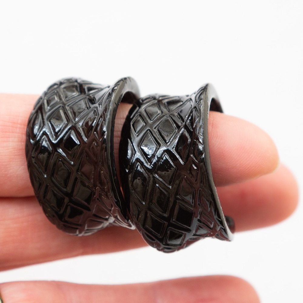 Bold chunky hoop earrings black patterned Wildlife by Heidi Klum Animal Instinct